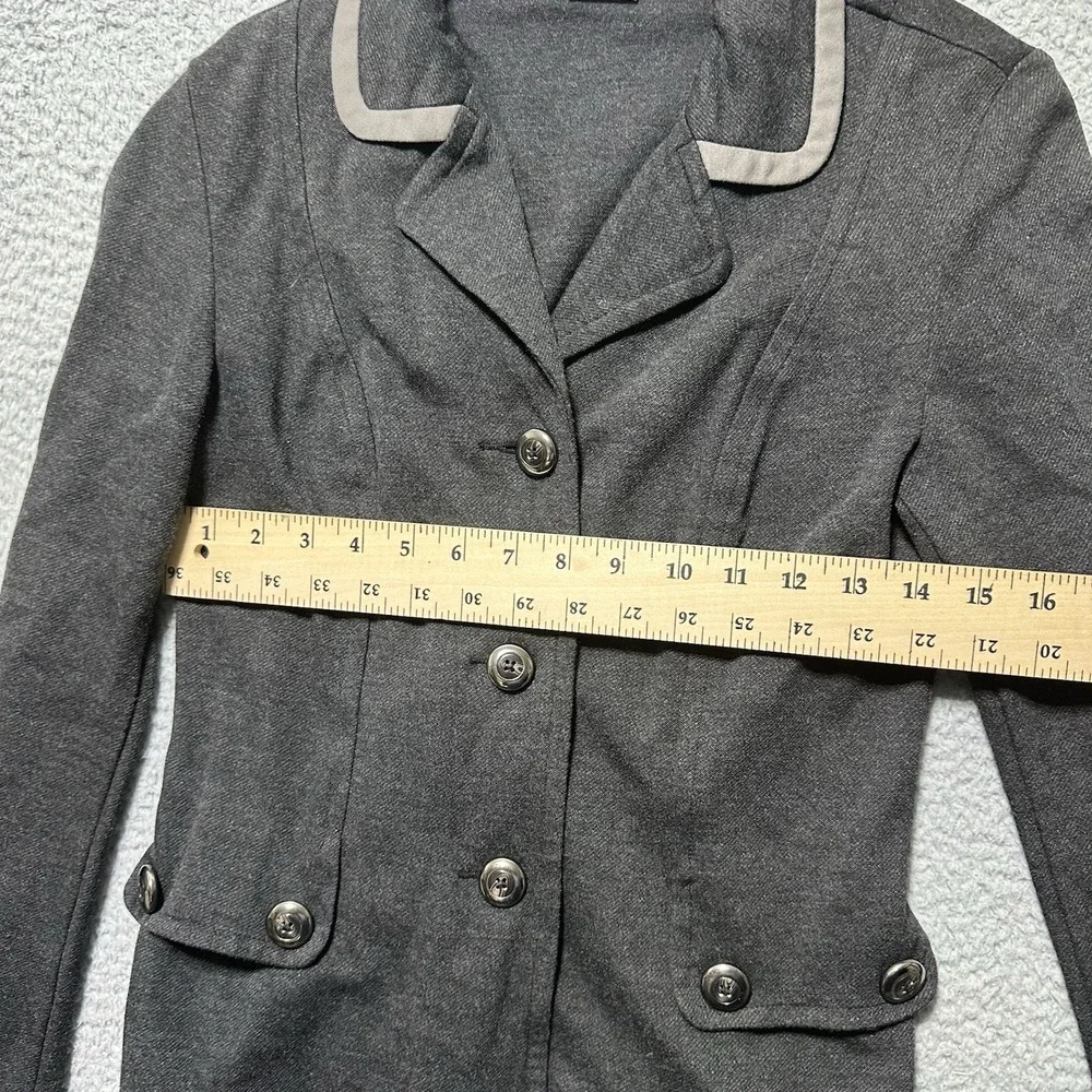 CAbi Tipped Blazer Womens XS Gray Ponte‎ Knit Style 3030 Stretch Academia Jacket